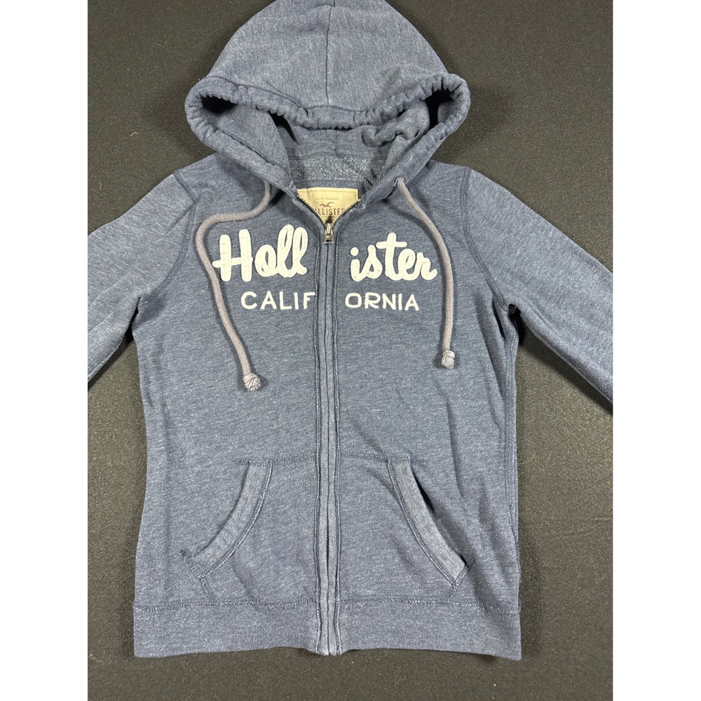 Hollister California Womens Full Zip Hoodie Navy Blue Fleece XS 351803